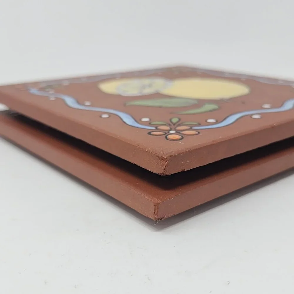 Cleo Teissedre Tile Trivet or Wall Hanging 2 Tiles Kitchen Decor Lemon Peas 6